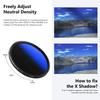 NEEWER 62mm MRC Variable ND Filter Adjustable Neutral Density Coated Optical Filter ND2-ND400, (0.3-2.7, 1-9 Stops), Multi-Layer Glass, Waterproof,