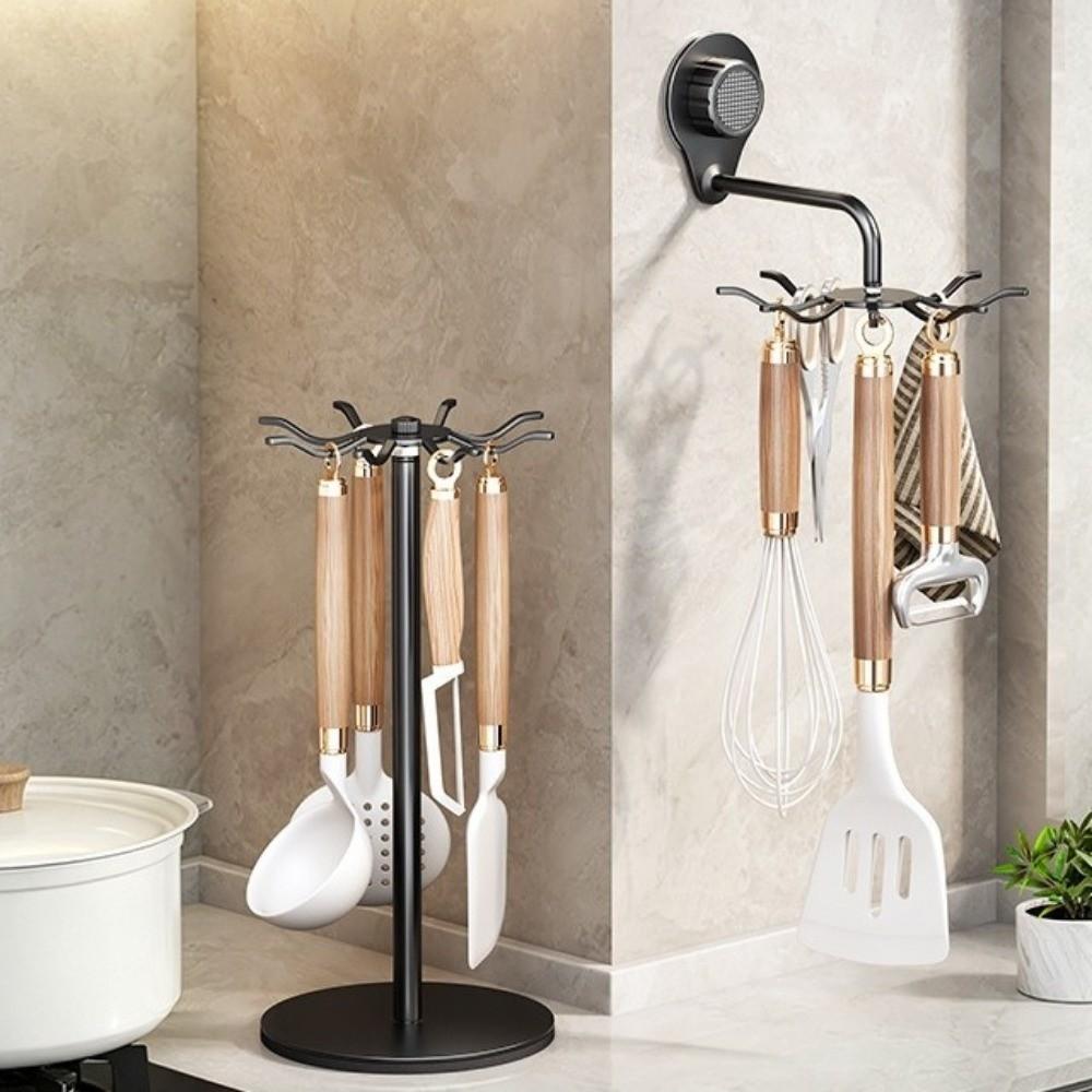 Carbon Steel Spatula Storage Rack Wall Mounted/Freestanding Pot Shovel Rack Utensils