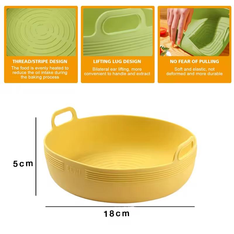 

New Silicone Air Fryers Oven Baking Tray Basket Reusable Airfryer Pan Liner Mold Pizza Mat Replacement Grill Pan Accessories