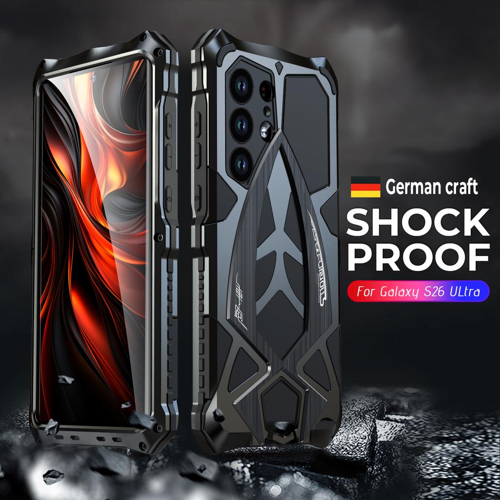 360 Full Doom Armor Metal Case for Samsung Galaxy S26 Ultra Aluminum Bumper Hybrid Rugged Shockproof Cover for Samsung S26 Ultra