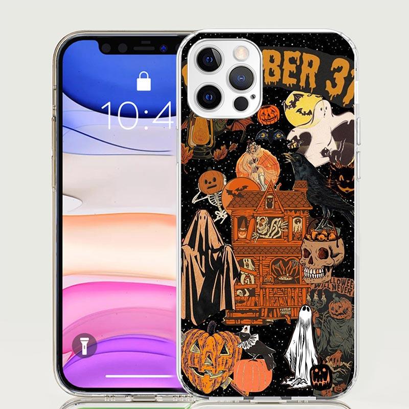 Halloween Fall Art Witch Cat Phone Case For iPhone 17 Air 16 15 Plus 11 14 Pro Max 13 Mini 12 7 8 + SE Pattern Art Customized Co