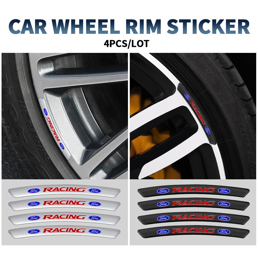 4pcs Aluminum Car Wheel Rim Sticker Badge Decoration Auto Accessories For Ford Focus Mk2 Mk3 Mk4 Mustang S Max Fiesta Mk7 Kuga