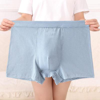 Pure Cotton Men's Striped Boxer Briefs: Mid-High Waist, Loose, Plus Size, Breathable Four-Corner Pants