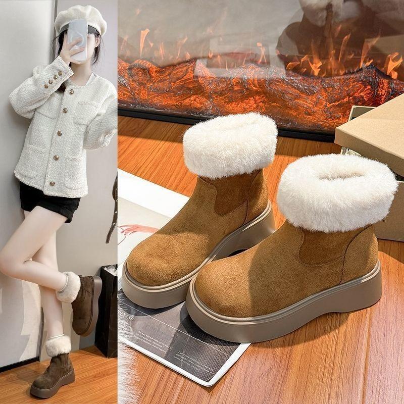 New Thick-soled Snow Boots, Fleece and Thickened Warm Cotton Shoes, Anti-slip Ankle Boots
