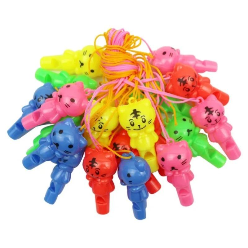 10PCS Random Style Cute Animal Cat Plastic Whistle Referee Sport Cheerleading Toys And Kids Children Birthday Party Favors Gifts