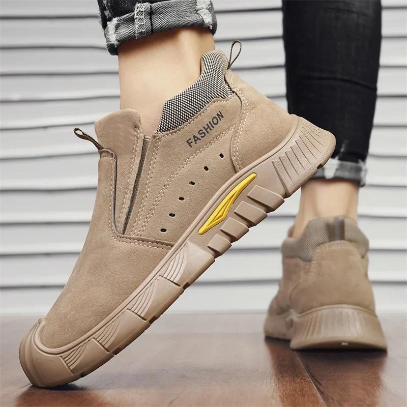 Men's New Autumn and Winter Velvet Thickened Cold-proof Casual Shoes Breathable Lightweight Toe-toe Warm One-leg Work Boots