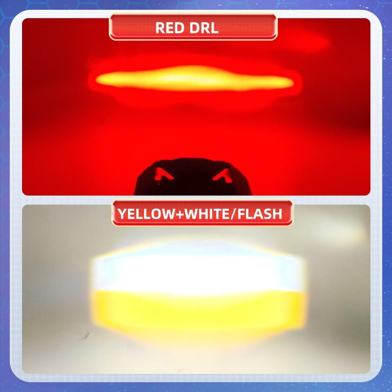 Motorcycle Spotlight Fog Light Low High Beam Headligh With Red DRL Auxiliary Flash Lamp For Off Road Driving Light  ATV UTV Truck With Wiring Harness
