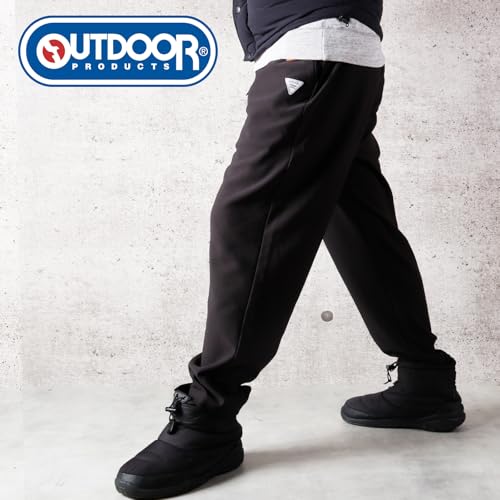 Outdoor Products Men's Warm Fleece-Lined Multi-Stretch Easy Pants, Size L, 65cm Inseam, Black