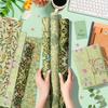 6 Sheets of Vintage Floral Gift Wrap Paper - 20-27 Inches, Elegant Green and Gold Floral Pattern, Gift Wrapping Essentials Durable Gift Paper
