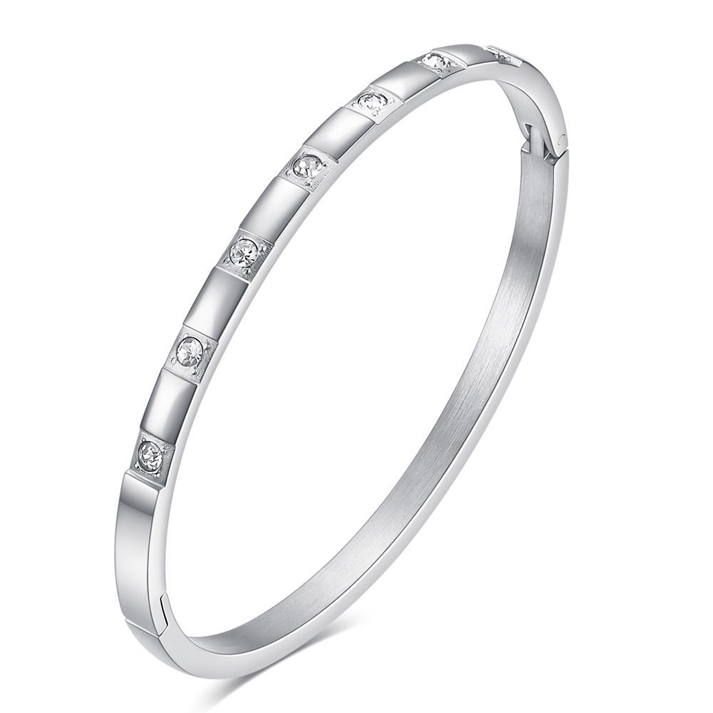 

Европейский и американский универсальный браслет для пары из циркона 4 мм, 18-каратного золота, нержавеющей стали, титана для женщин