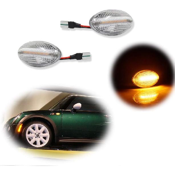 

GTINTHEBOX Clear Lens Amber Led Fender Side Marker Light Turn Signal Lamp for Mini Cooper R50 R52 R53 Clear Lens