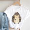 Pink Women Tshirts Casual Cute Cartoon Hedgehog Floral Graphic Print Female Tee Tops Harajuku Fashion Short Sleeve T Shirt Femme