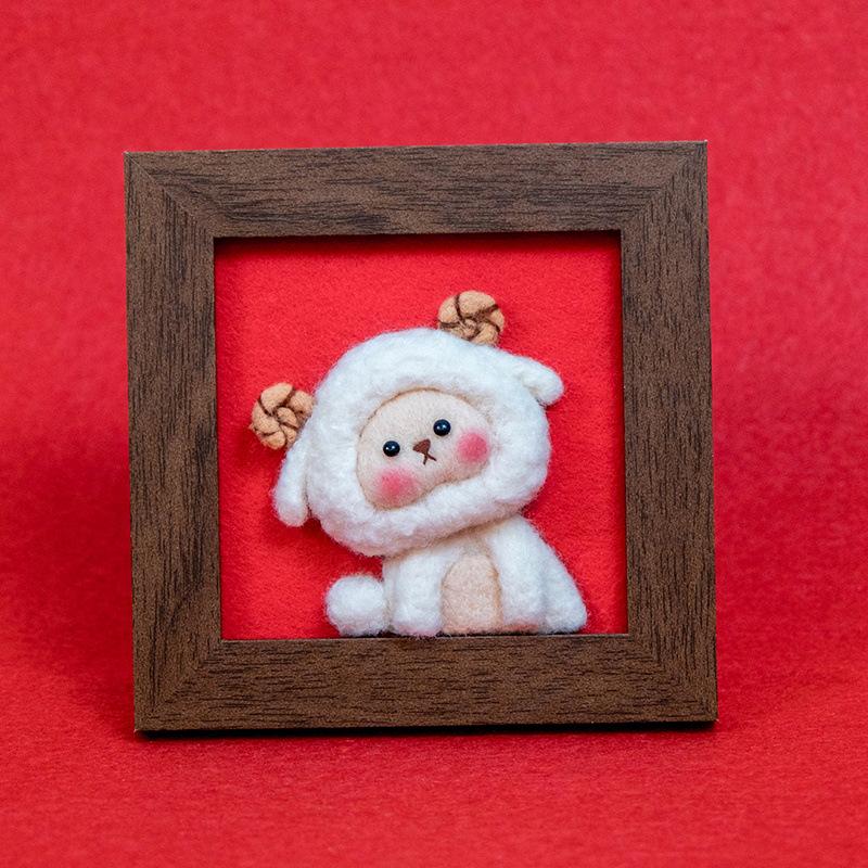 Xianci Year of the Horse Zodiac Wool Felt Needle Felting DIY Photo Frame Gift Set