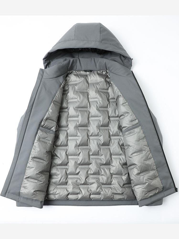 Men's Winter Down Jacket with Detachable Hood - Thick, Warm, and Stylish Outerwear for Middle-Aged Men.