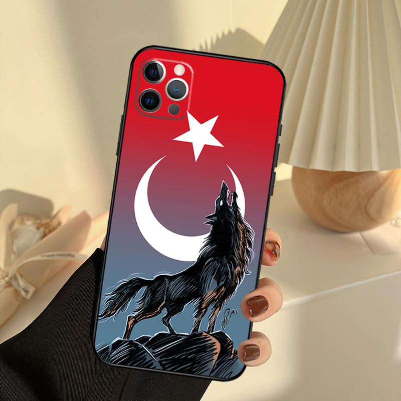 Turk Wolf Turkey Flag Case For iPhone 11 12 13 14 15 16 Pro Max Cover For iPhone 13 12 Mini XR X XS Max Plus