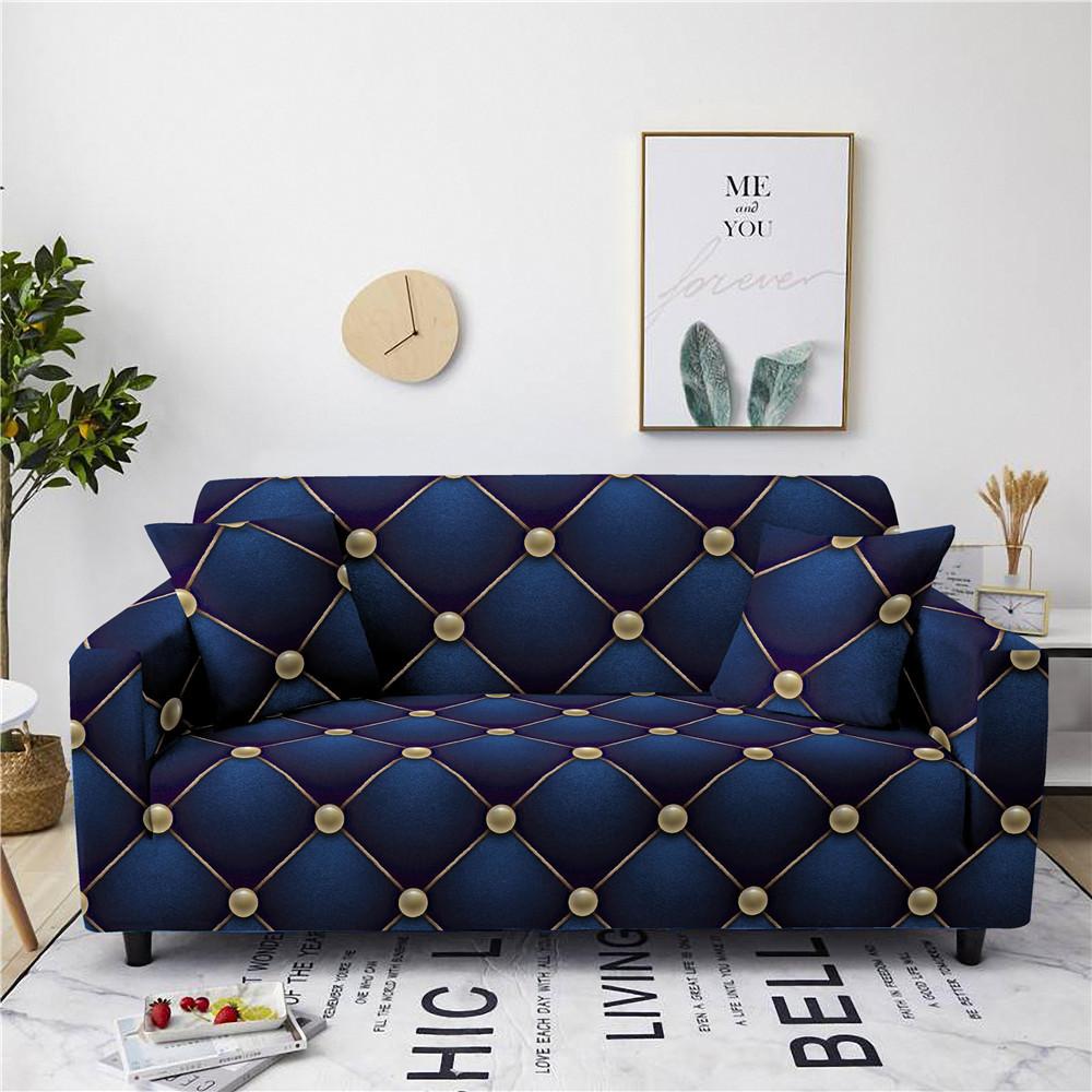 Sofa Cover Full Cover Fabric Stretch Leather Sofa Cushion Combination Sofa Towel Full Cover Abstract Geometric Pattern 1seater 90-140cm