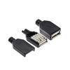 10 Stück Typ A Stecker Buchse USB 4-Pin Stecker Buchsenverbinder Mit Schwarzer Kunststoffabdeckung Typ-A DIY-Kits