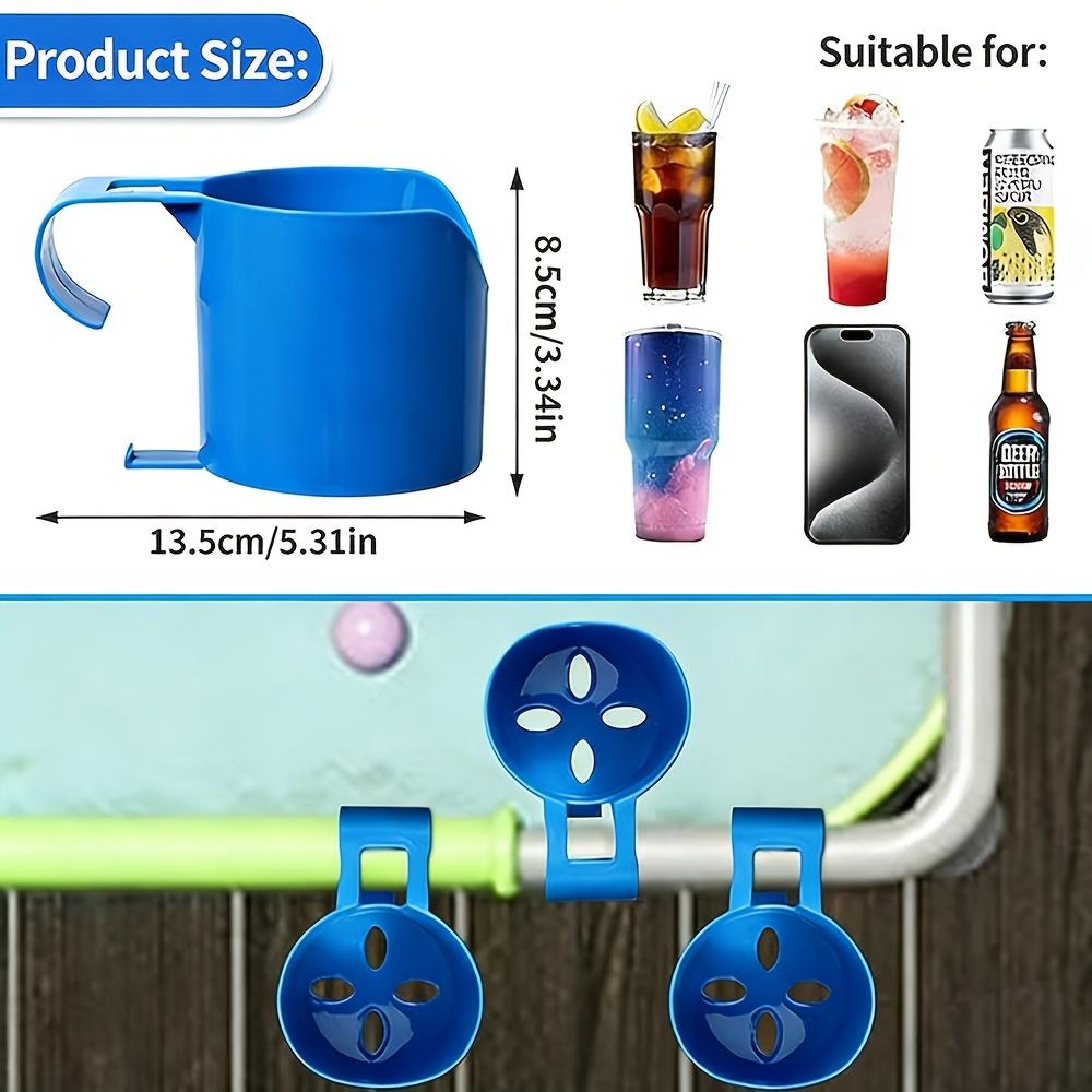 3-Piece No-Drill Wall-Mounted Pool Rack, Outdoor Storage & Beverage Beer Cup Holder for Poolside