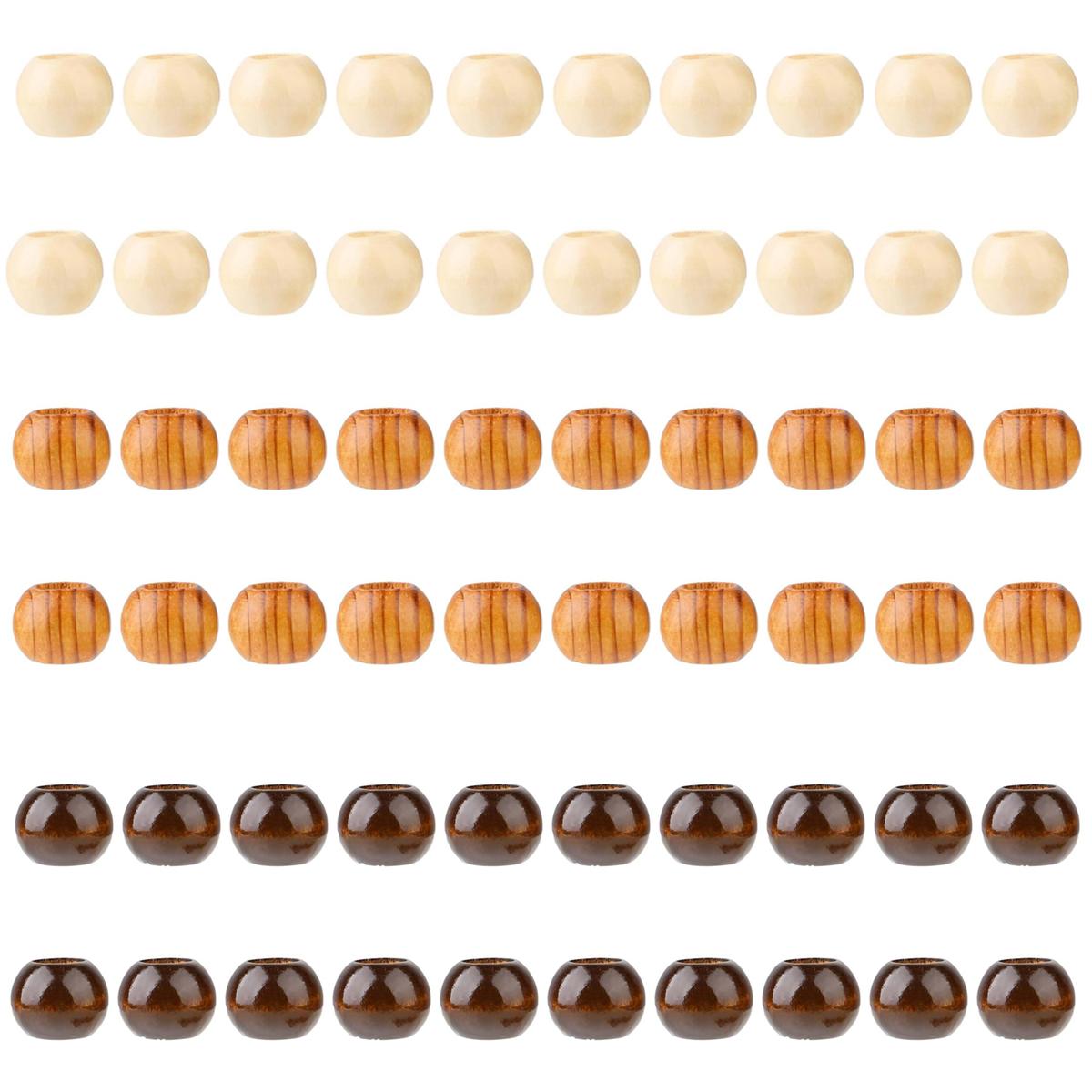 

60 шт. натуральные деревянные разделительные бусины 20 мм деревянные бусины макраме большие отверстия деревянные бусины круглые свободные бусины для изготовления украшений для волос своими руками 20mm