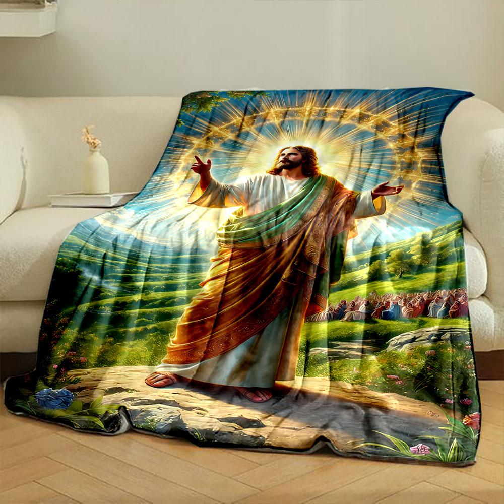 Jesus Segensszene Decke Gedruckte Decke für Wohnzimmer Bett Sofa Mittagspause Weiche Gemütliche Decke für Freundesfest Geschenk