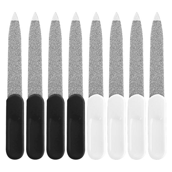 8Pcs Double-sided Metal Nail File with Ergonomic Non-slip Handle Professional Men Women Stainless Steel Gel Acrylic Fingernail File Emery Board