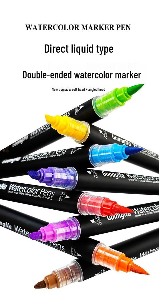 Guangna 8650 Double-Ended Waterproof Acrylic Markers - Soft & Angled Tips for DIY Graffiti & Watercolor Art.