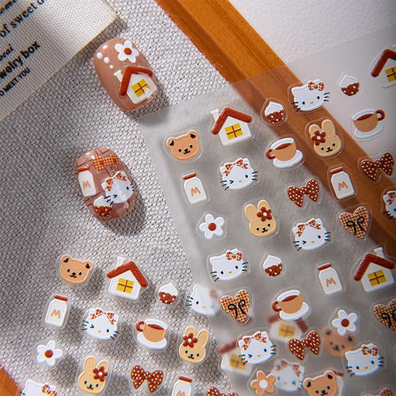 Embossed Hello Kitty Nail & Camera Decoration Stickers Set