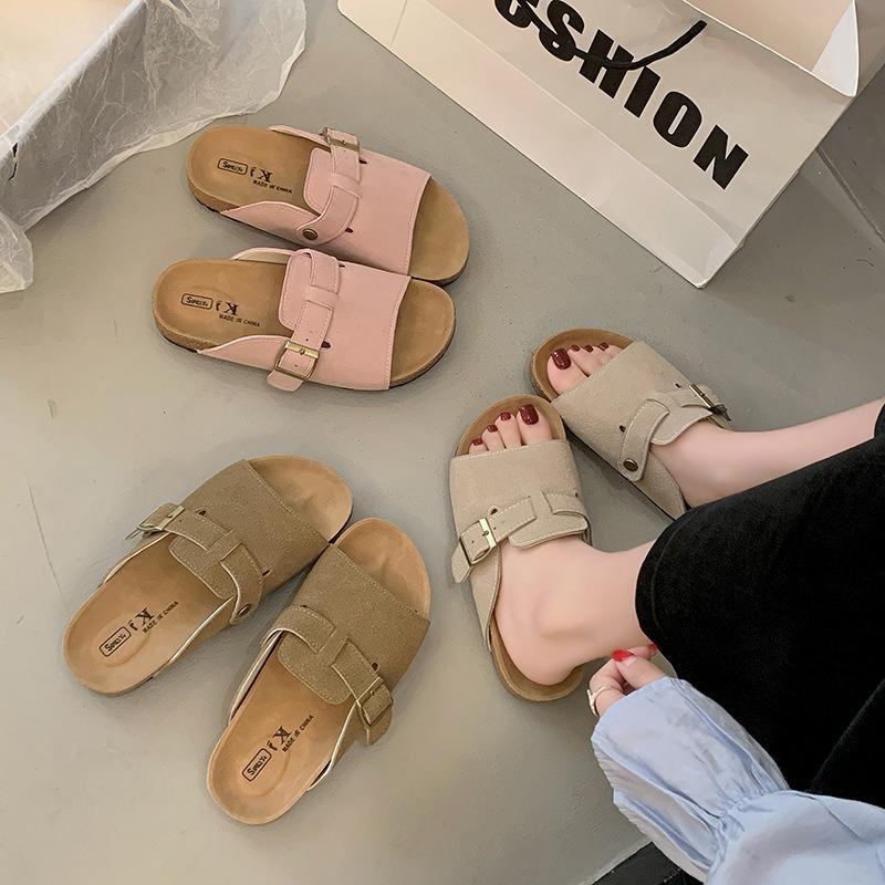 Lazy Boken cool slippers women wear new spring and summer half-drag beach shoes platform one-pedal large size slippers
