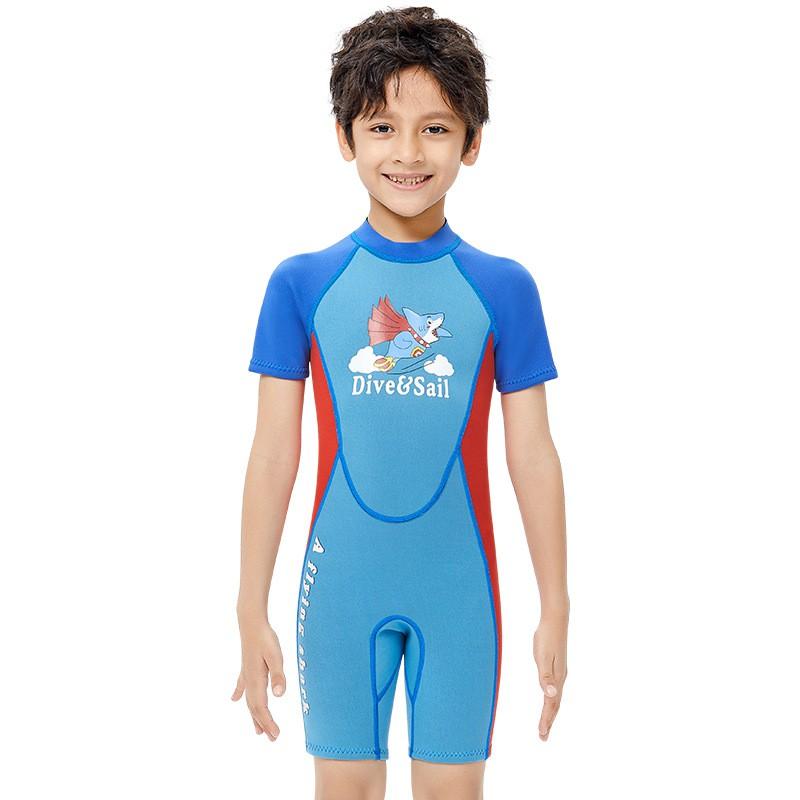 2.5MM Children's Diving Suit Men Middle Warm Swimsuit One-piece Short-sleeved Student Surfing Mother