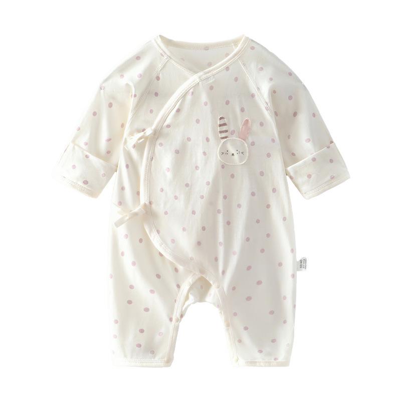 Newborn Summer Lightweight Cotton Romper - Butterfly Design, Bone-Free, Long Sleeve.