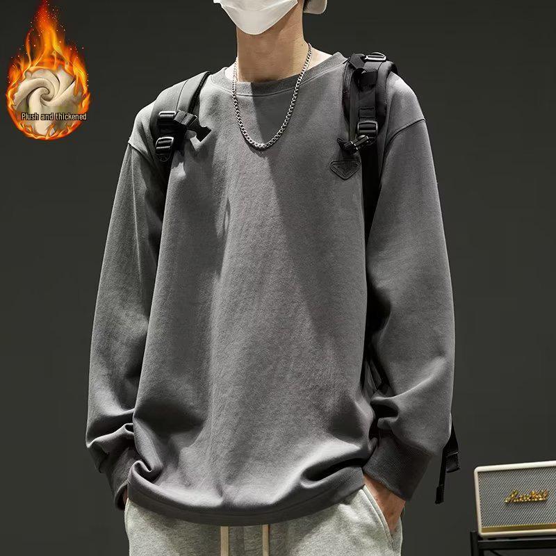 Herren Hoodie mit Rundhalsausschnitt - Neue Herbst/Winter Amerikanische Trendmarke, Lockerer Schnitt, Ohne Kapuze, Lässiges Oberteil