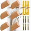 6 X Solid Wood Wall Hooks - Cylinder Wall Hook 3×6 Cm, Country Style, Screw+dowel Fixing