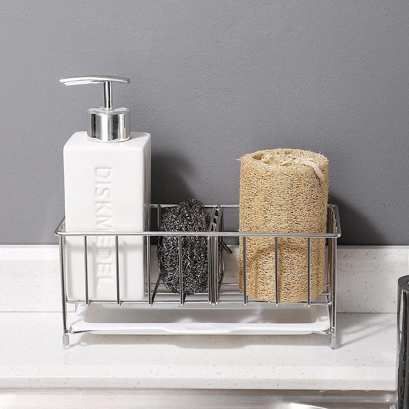 304 Edelstahl Küchenspülbecken Schwammhalter Regal Multifunktionaler Geschirrtuchorganisator