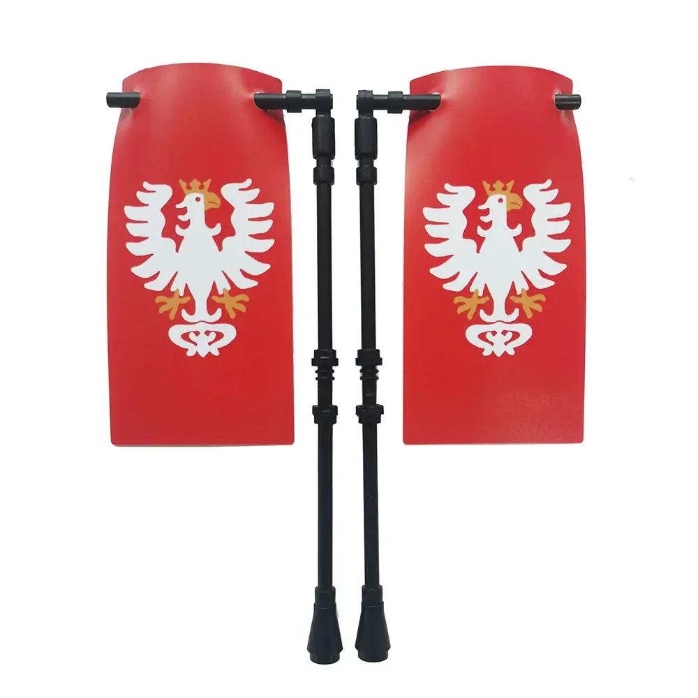 Klocki Budowanie Flag Miasta-Państwa Średniowieczne Postać Wojskowa Flaga Broń Starożytne Święte Cesarstwo Rzymskie Jerozolima Rycerz Świętego Łazarza Legion Zabawka