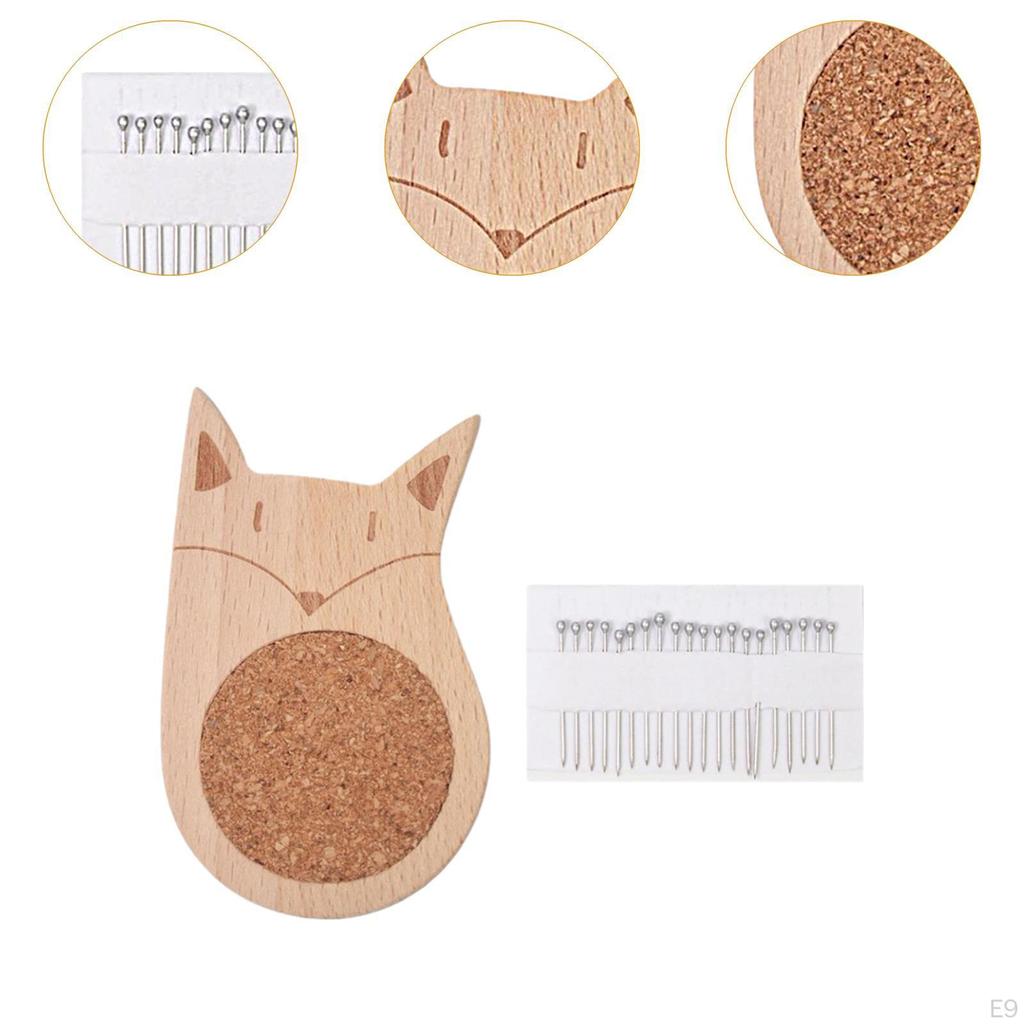 Pin Cushion Needle Organizer Wooden Crafting Supplies Lightweight Holder Pad for