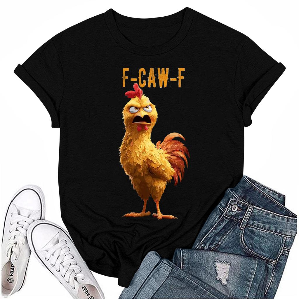 Women's  Group 2D Printed Round Neck Short Sleeve Top