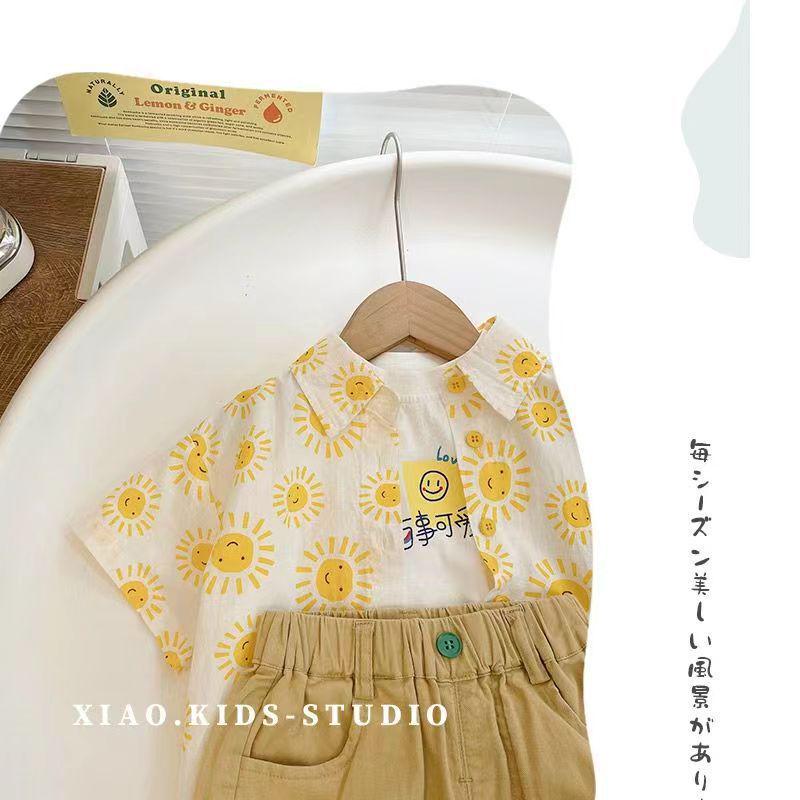 Cămăși Casual Florale de Vară pentru Băieți - Mâneci Scurte Stil Trendy de Plajă pentru Copii