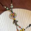 Ceramic Pendant Necklace for Women, Retro Ethnic Style Personalized Versatile Sweater Chain