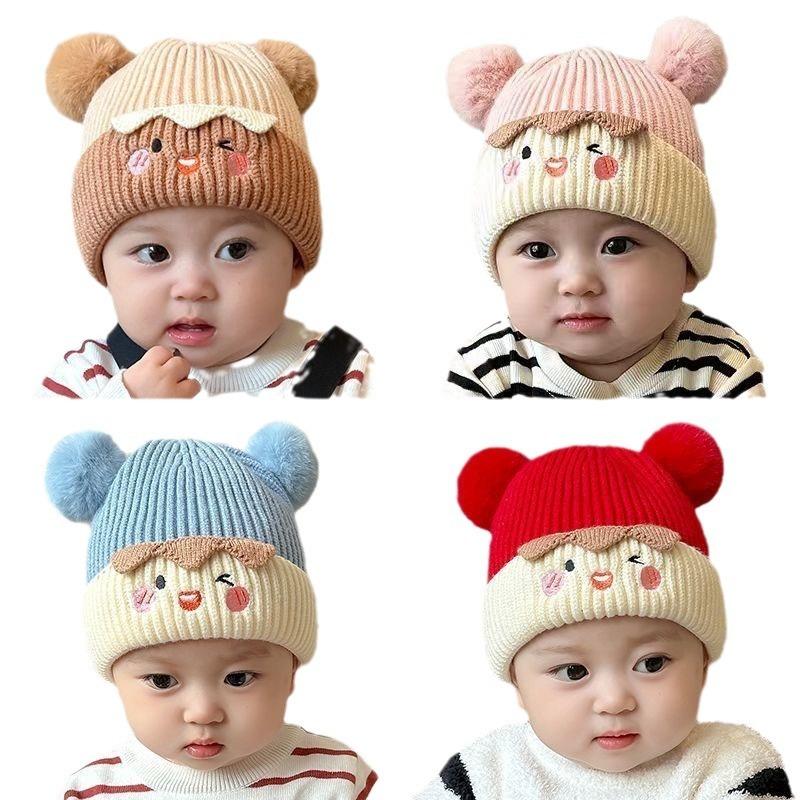 Christmas Red Baby Knit Hat Autumn Winter Toddler Ear Protection Hat Infant Christmas Beanie Warm Knit Cap