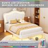 Single Bed Crown Shape Children with Headboard LED Light Heavy Princess Duty Strong Carrying Capacity Girl Bedroom Furniture Upholstered