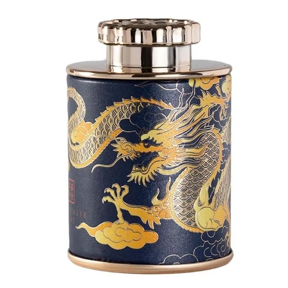 Portable Sealed Tea Canister Travel Dragon Print Empty Can Chinese Style Cardboard Home Packaging Box Tea Storage Canisters