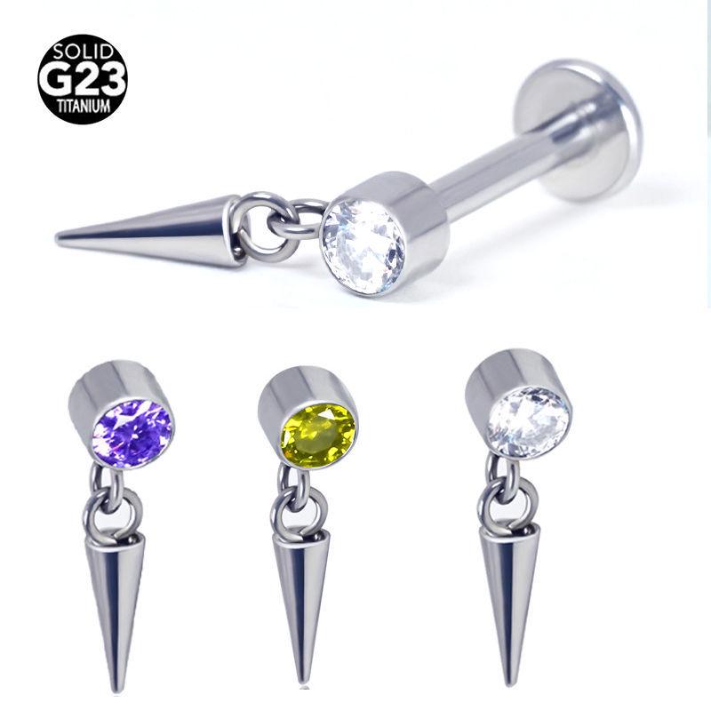 F136 Titanium Alloy 0.9 Tooth Pendant Earrings with Micro-Paved Zircon, Peach Heart, Star Piercing Studs
