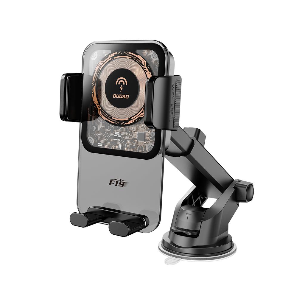 F19 car clamp holder for phone with inductive charger 15W black