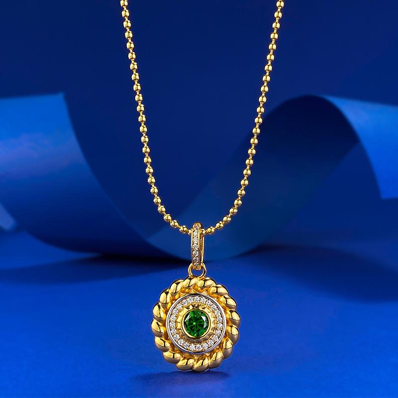 S925 Silver Bohemian Style Round Pendant Fashionable and Versatile Stretch Necklace Wedding Jewelry