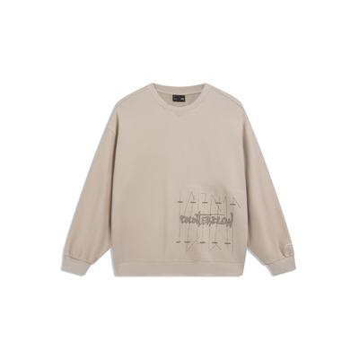 Li-Ning Cf Trace Series Buchstabendruck Rundhals Pullover Sweatshirt Unisex Oberteile Ziegen Grau AWDT571-2