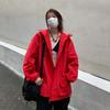 Woman Jackets With Hooded Loose Streetwear Trench Coat Red Fashion Clothes Outwear