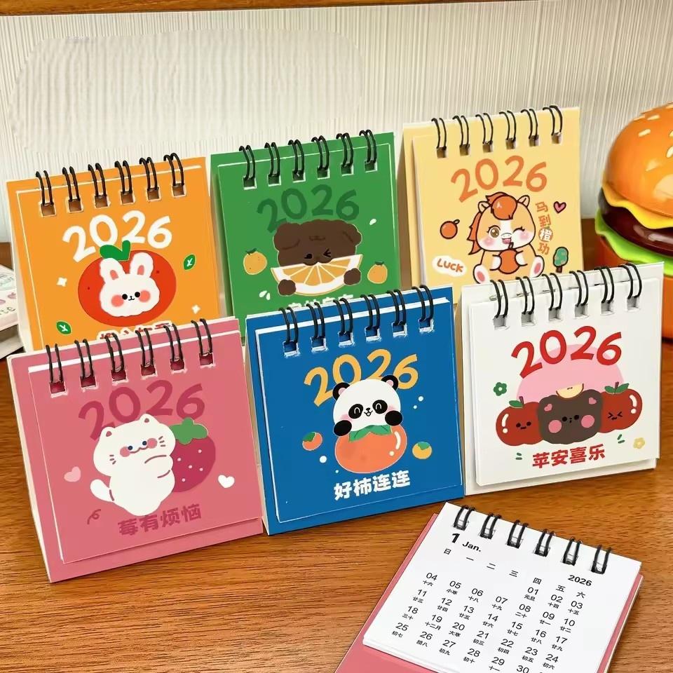2026-2026 Mini Calendar Small Cute Cartoon Desk Calendar For Student Planner Coil Calendar Desktop Decoration Office Stationery