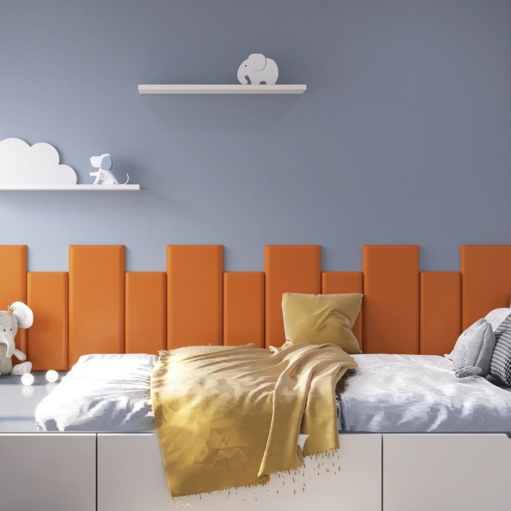 2pcs Leather 3D Wall Sticker Self Adhesive Soft Wall Panels  Room Headboard