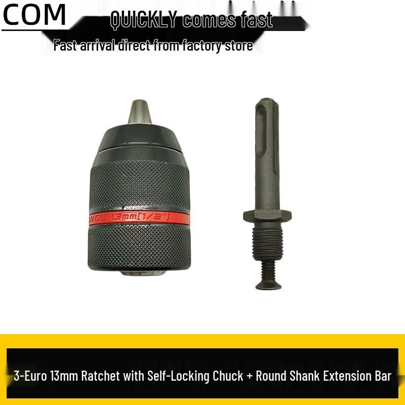 3-Euro All-Metal Electric Ratchet Wrench with Self-Locking 1.5-13mm Chuck and Conversion Extension Rod