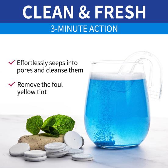 1 Bottle Denture Cleaning Tablets Fresh Breath Reduce Sensitive Dirt Cleaning Dentures Enzyme Clear Retainer Cleansing Effervescent Tablets for Home